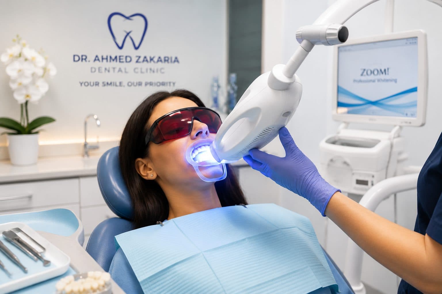 In-clinic laser teeth whitening treatment